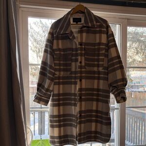 Banana Republic Gray Plaid Shirt Jacket